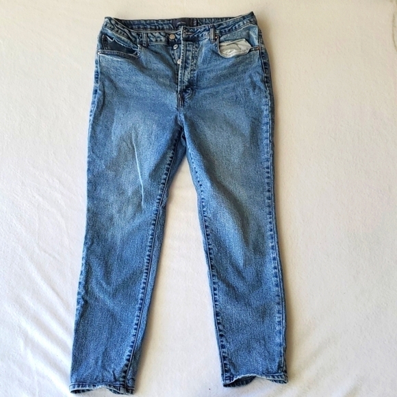 High-Rise Straight Jeans Button-fly Stretch 33W - Picture 1 of 8